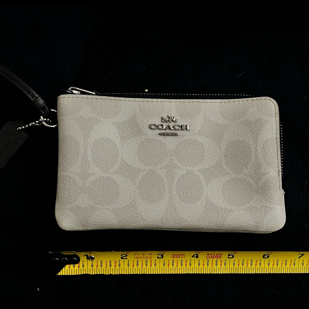 Coach Signature white with Navy wristlet